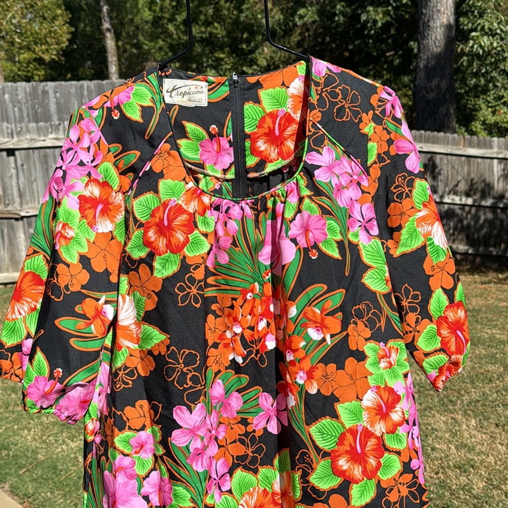 Nos Vintage Tropicana Hawaiian Maxi Dress as is
